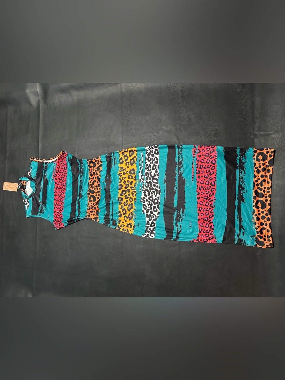 SHEIN Teal Multicolor Animal-Print Bodycon Dress